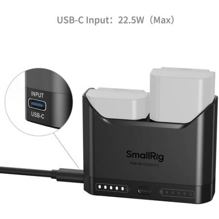 SmallRig 5489 - dwukanałowa ładowarka do akumulatorów Sony NP-FZ100 (USB-C PD 22.5W)
